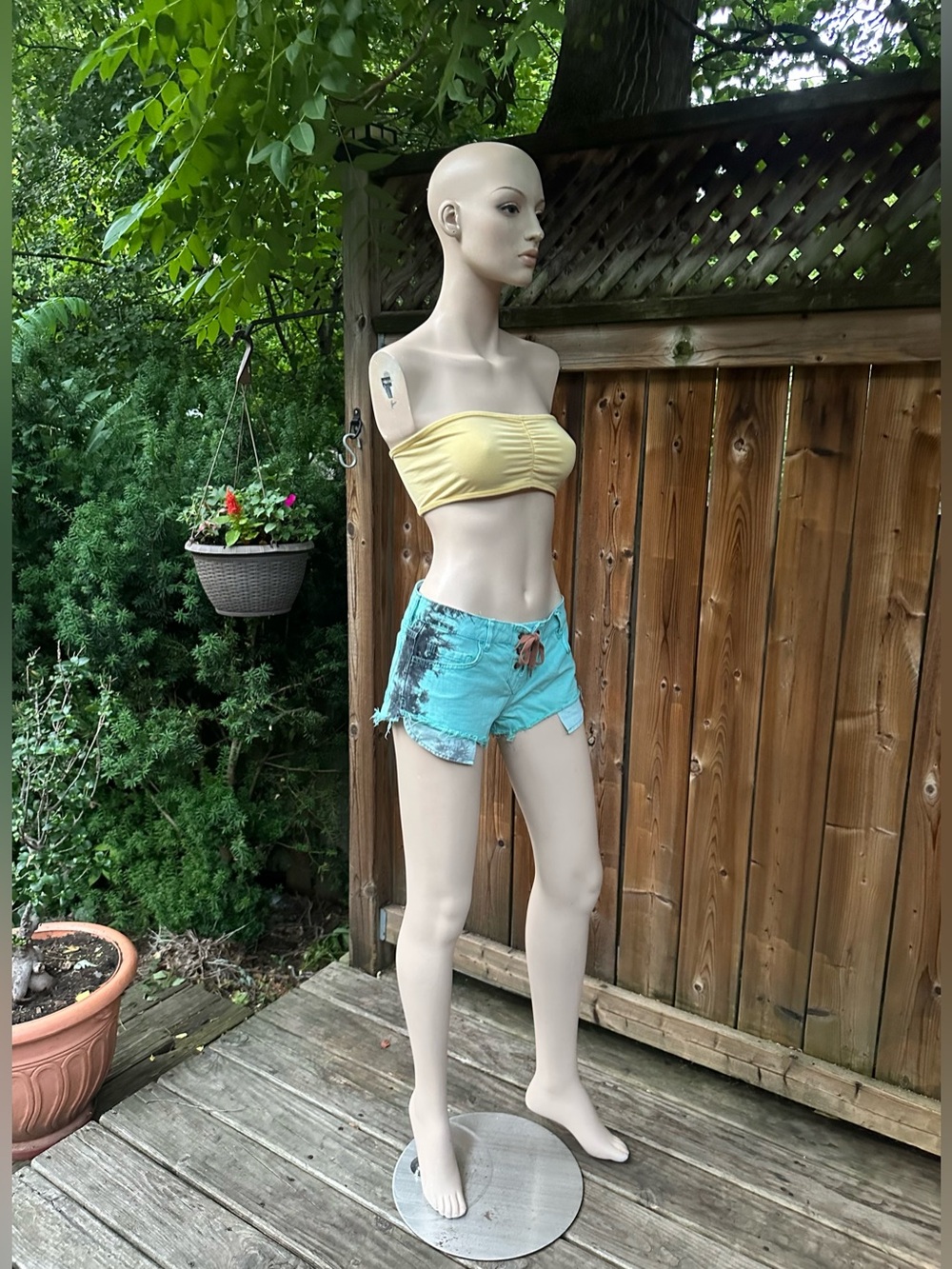 Aqua- Turquoise Tie-Dye Denim Short Shorts